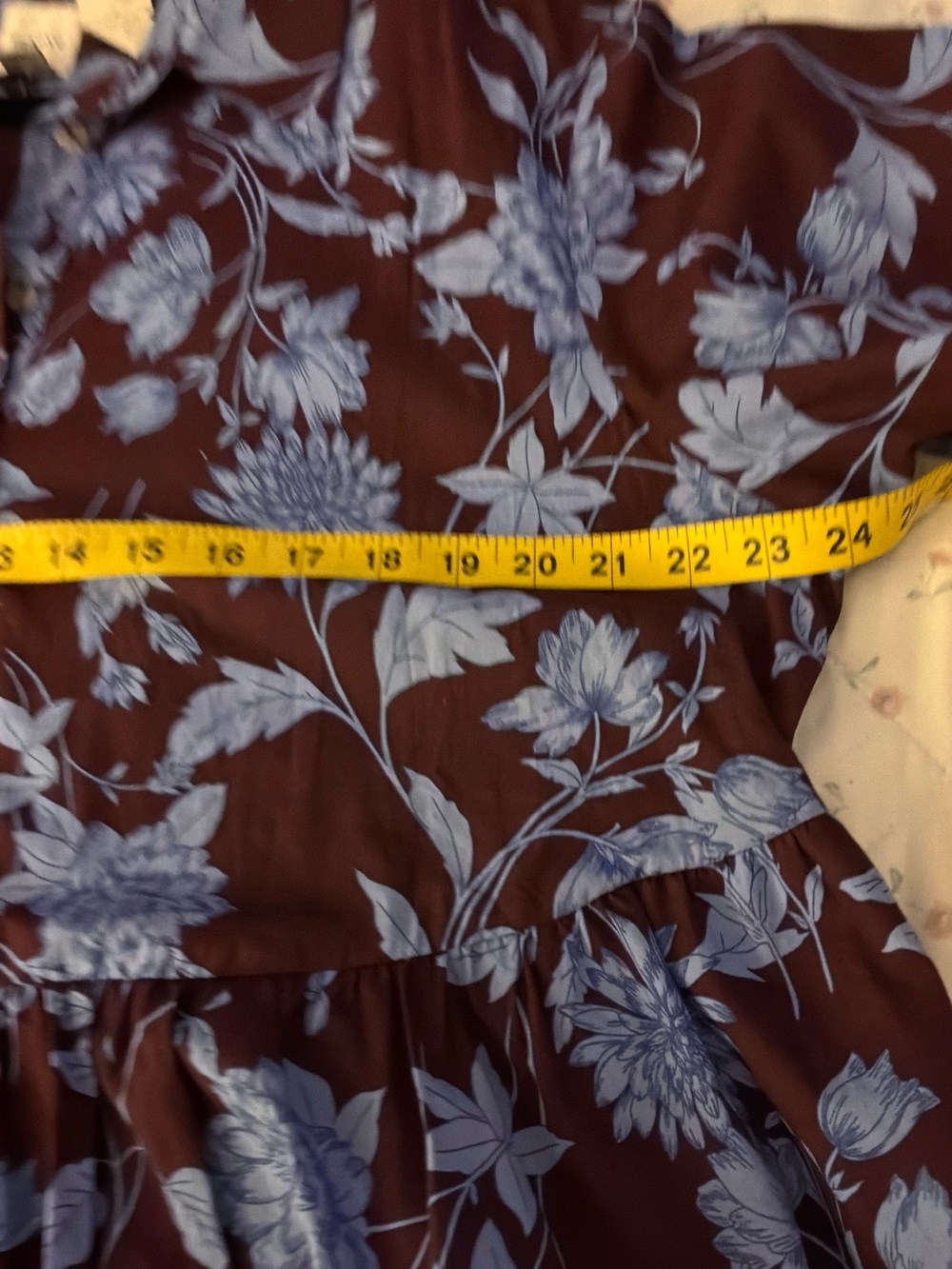 Anthropologie Maeve Brown Maxi Dress with Lavender Floral Print - Picture 5 of 8